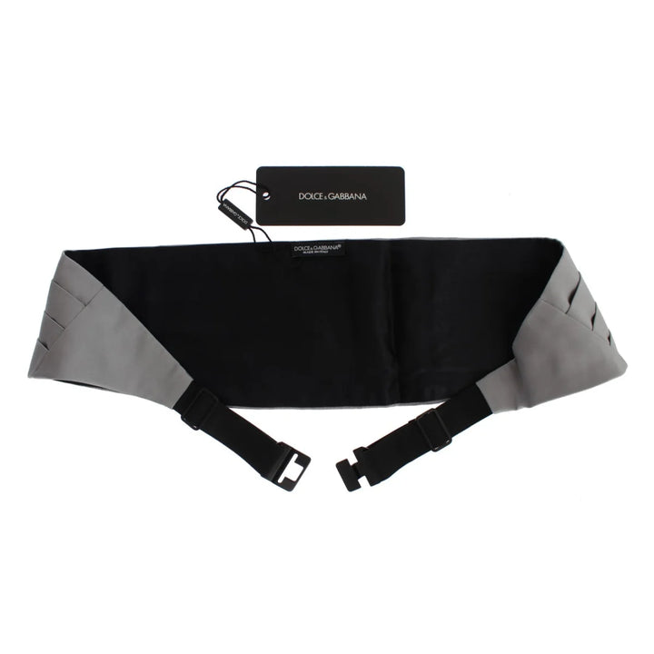 Dolce & Gabbana Gray Waist Belt Silk Cummerbund