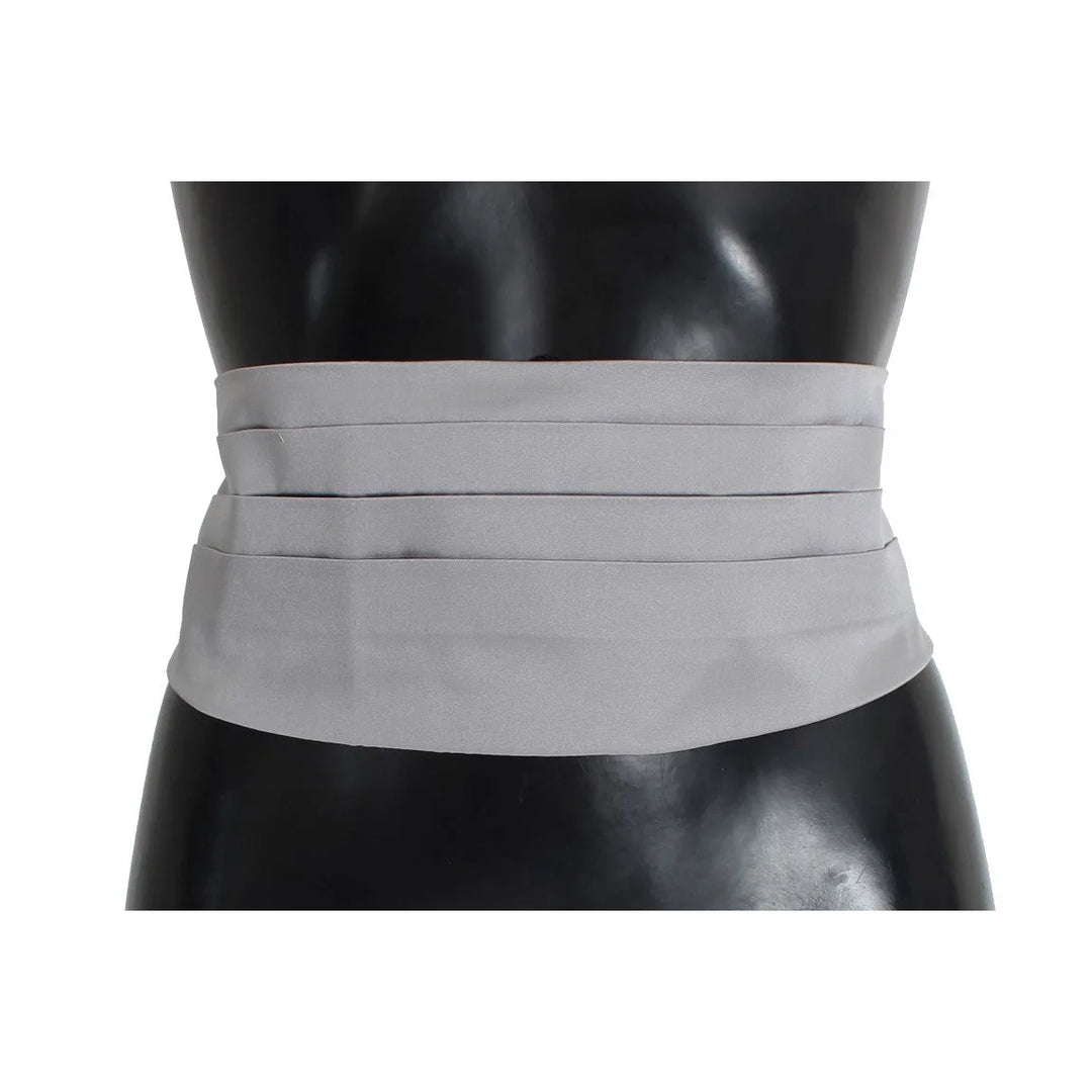 Dolce & Gabbana Gray Waist Belt Silk Cummerbund