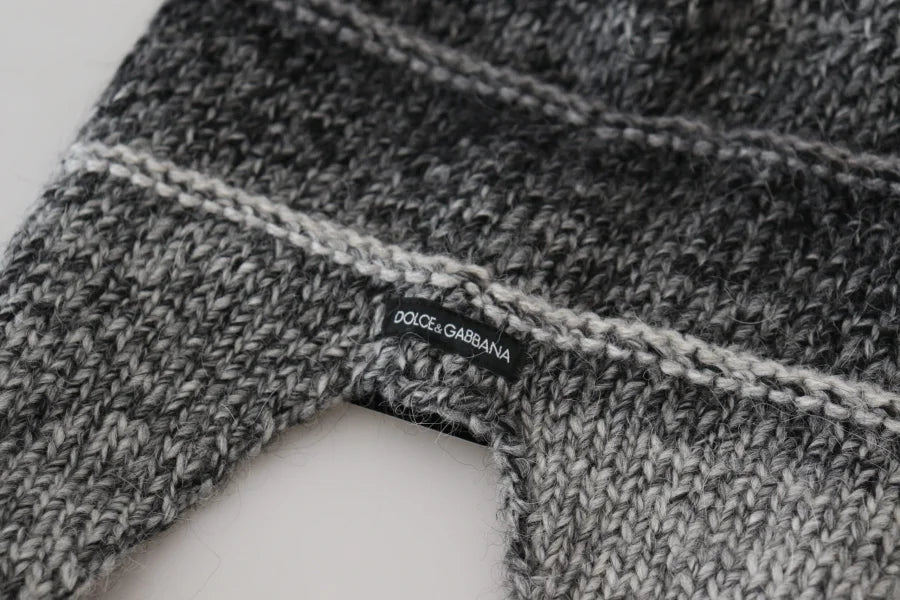 Dolce &amp; Gabbana Gray Warm Fleece Ear Flaps Knit Beanie Hat