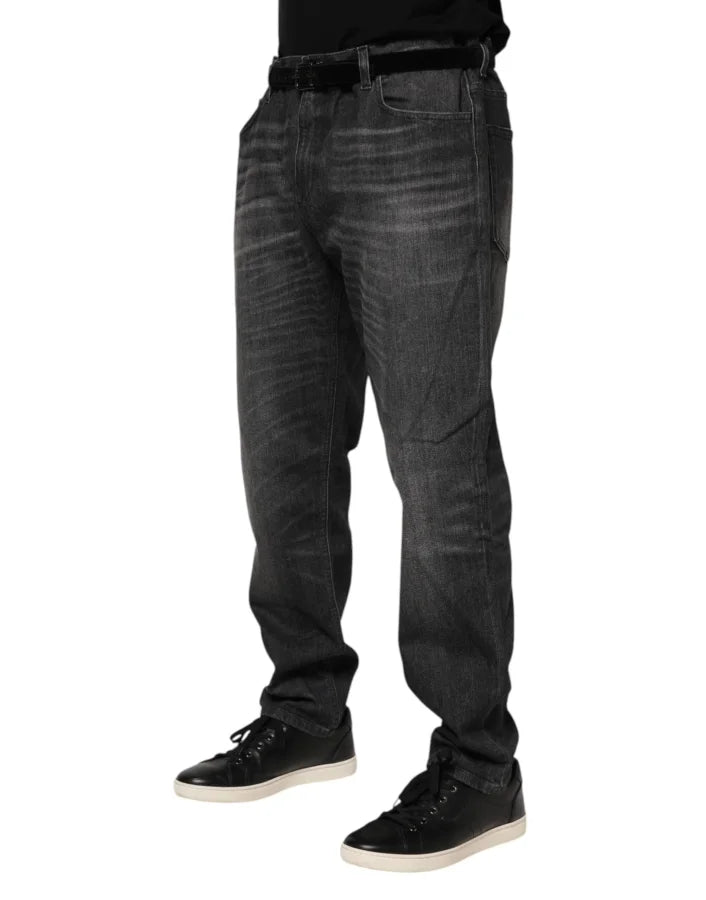 Dolce &amp; Gabbana Gray Washed Cotton Loose Denim Jeans