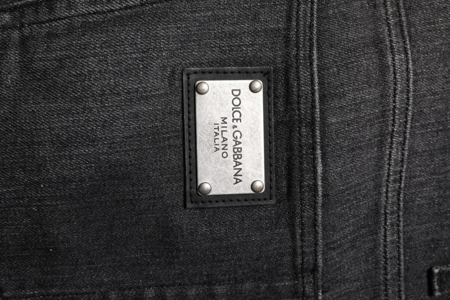 Dolce &amp; Gabbana Gray Washed Cotton Loose Denim Jeans