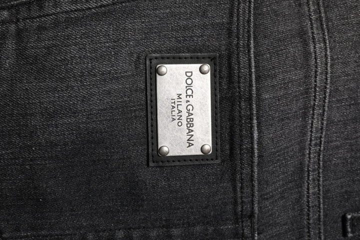 Dolce &amp; Gabbana Gray Washed Cotton Loose Denim Jeans