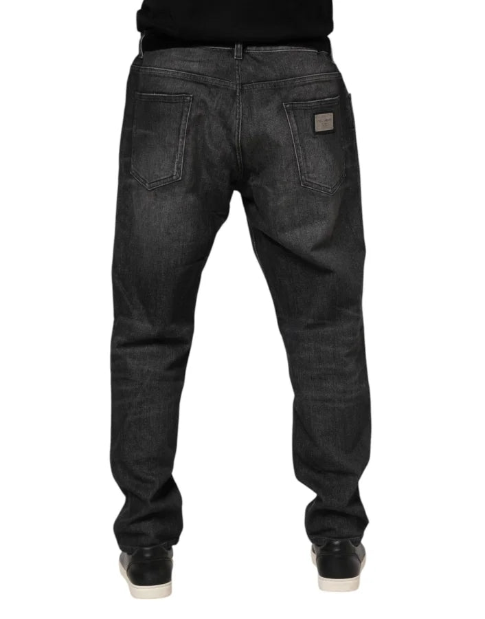 Dolce &amp; Gabbana Gray Washed Cotton Loose Denim Jeans