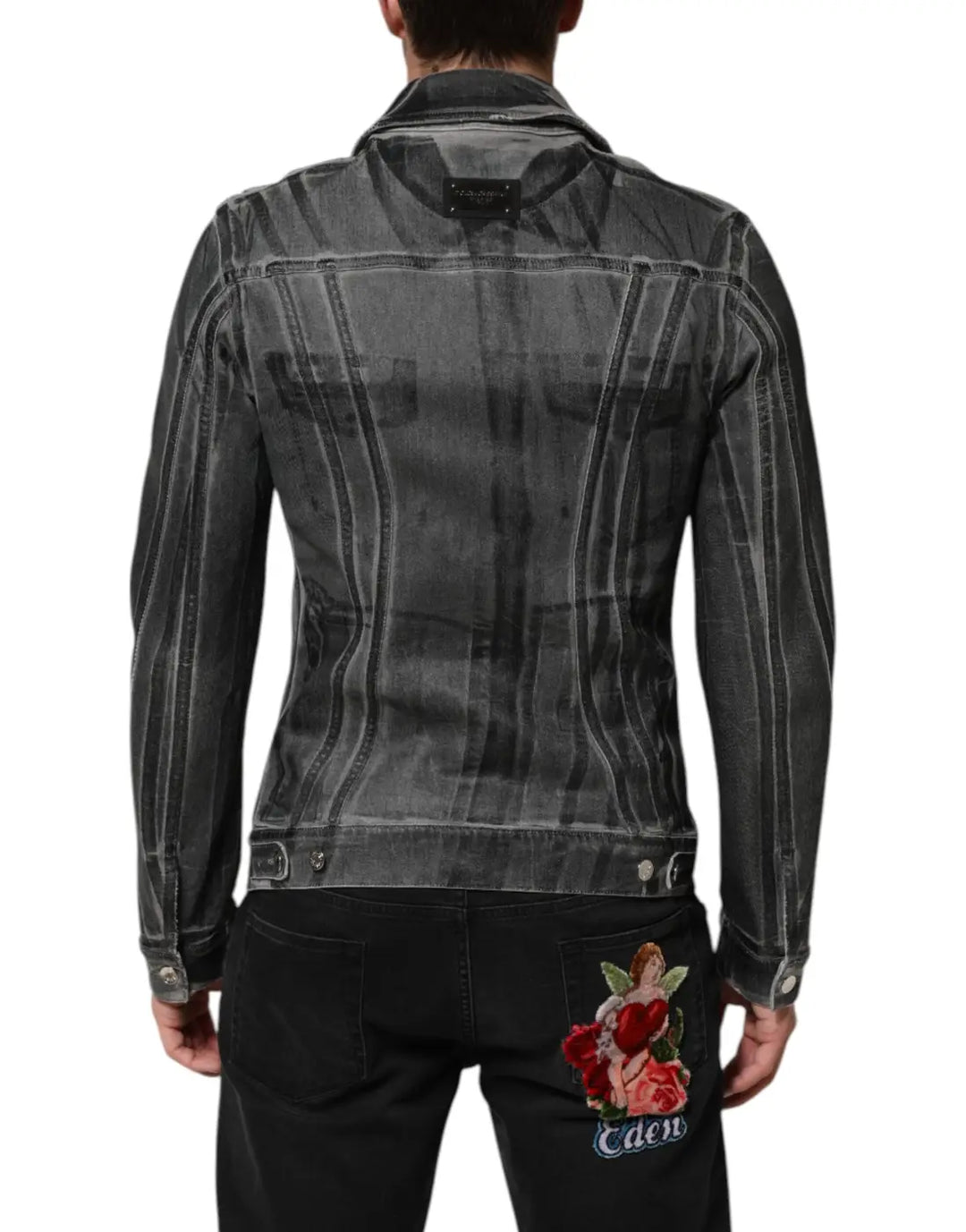 Dolce &amp; Gabbana Gray Washed Cotton Stretch Denim Jacket