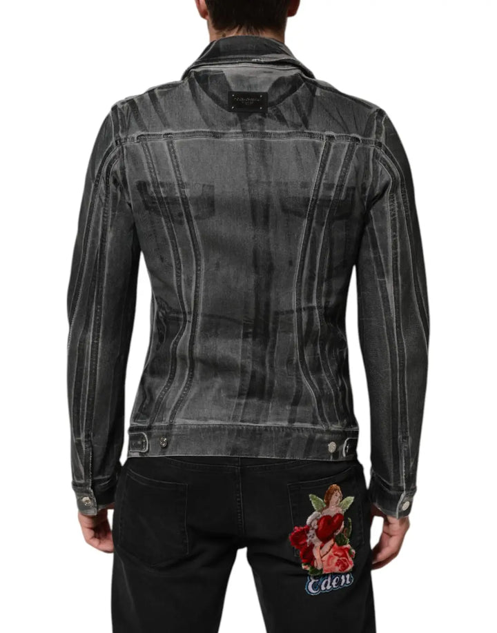 Dolce &amp; Gabbana Gray Washed Cotton Stretch Denim Jacket