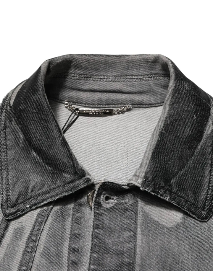 Dolce &amp; Gabbana Gray Washed Cotton Stretch Denim Jacket