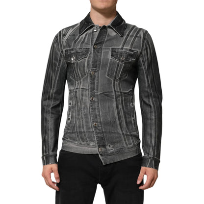 Dolce Gabbana Gray Washed Denim Jacket Sensation for Trendsetters &