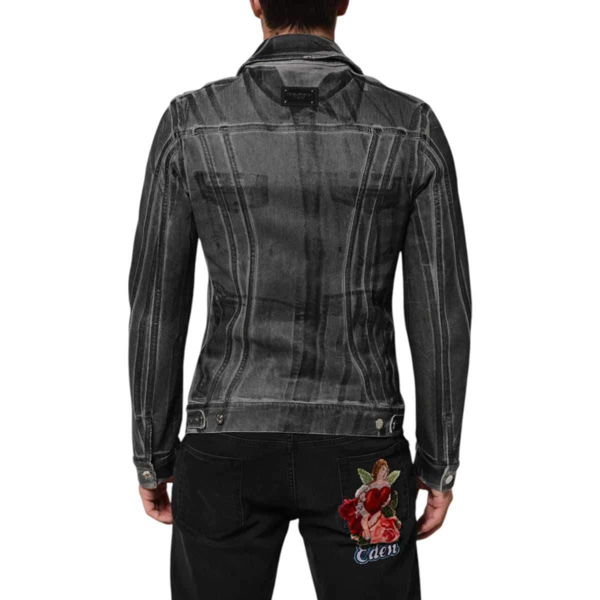 Dolce Gabbana Gray Washed Denim Jacket Sensation for Trendsetters &