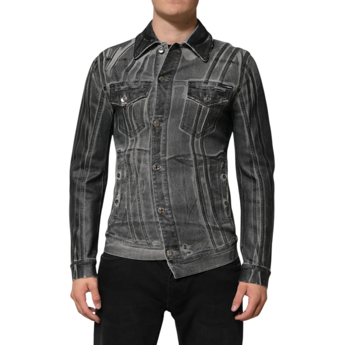 Dolce Gabbana Gray Washed Denim Jacket Sensation for Trendsetters &