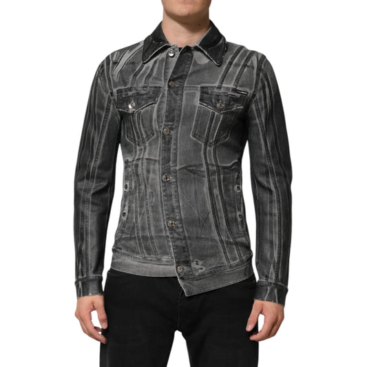 Dolce Gabbana Gray Washed Denim Jacket Sensation for Trendsetters &