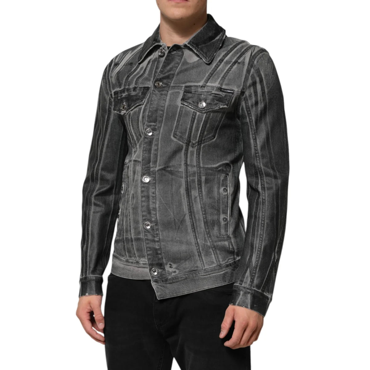 Dolce Gabbana Gray Washed Denim Jacket Sensation for Trendsetters &