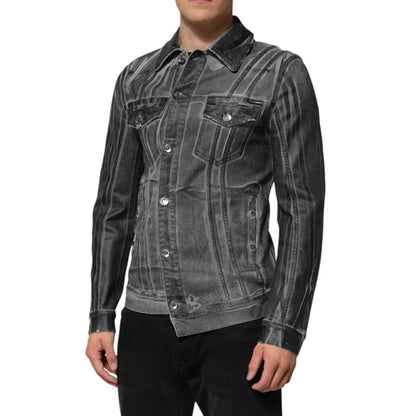 Dolce Gabbana Gray Washed Denim Jacket Sensation for Trendsetters &