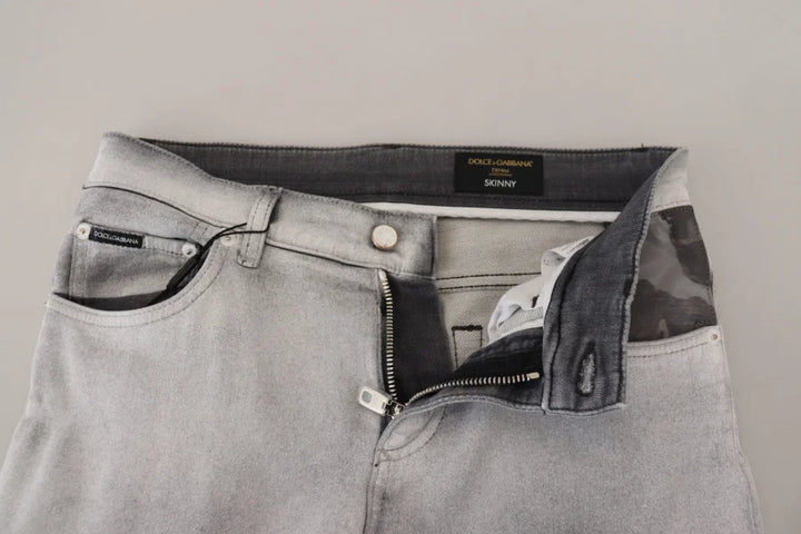 Dolce &amp; Gabbana Gray Washed Skinny Men Denim Jeans