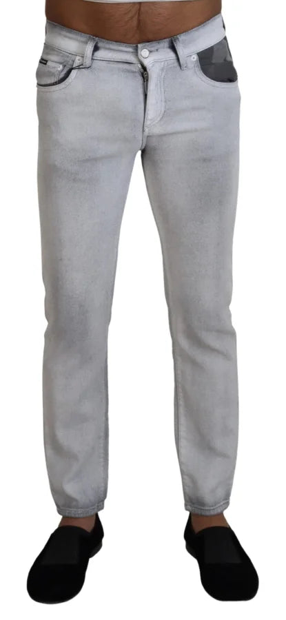 Dolce &amp; Gabbana Gray Washed Skinny Men Denim Jeans
