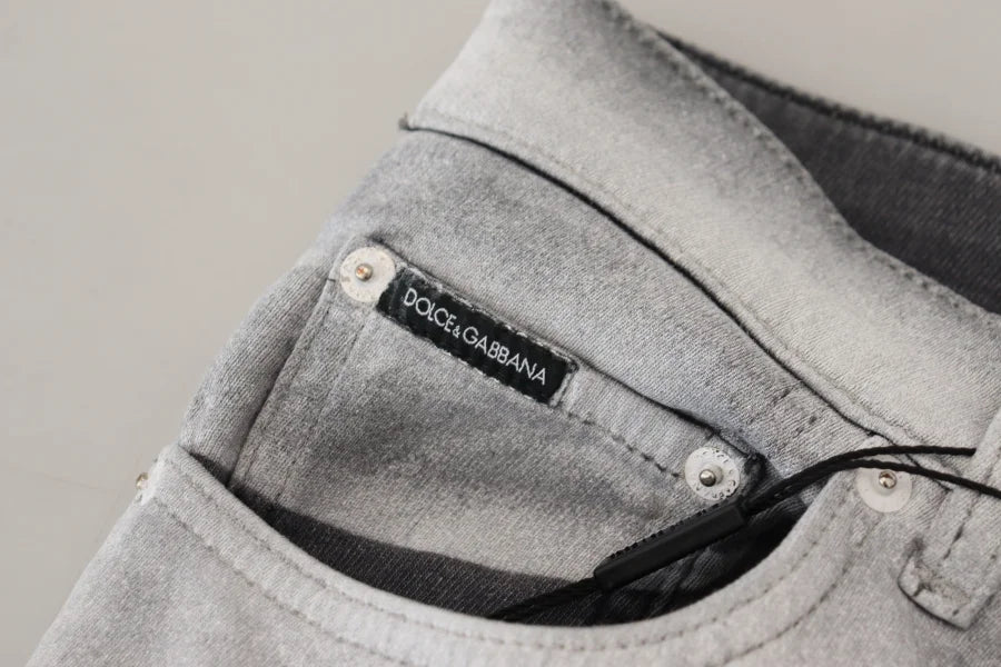 Dolce &amp; Gabbana Gray Washed Skinny Men Denim Jeans