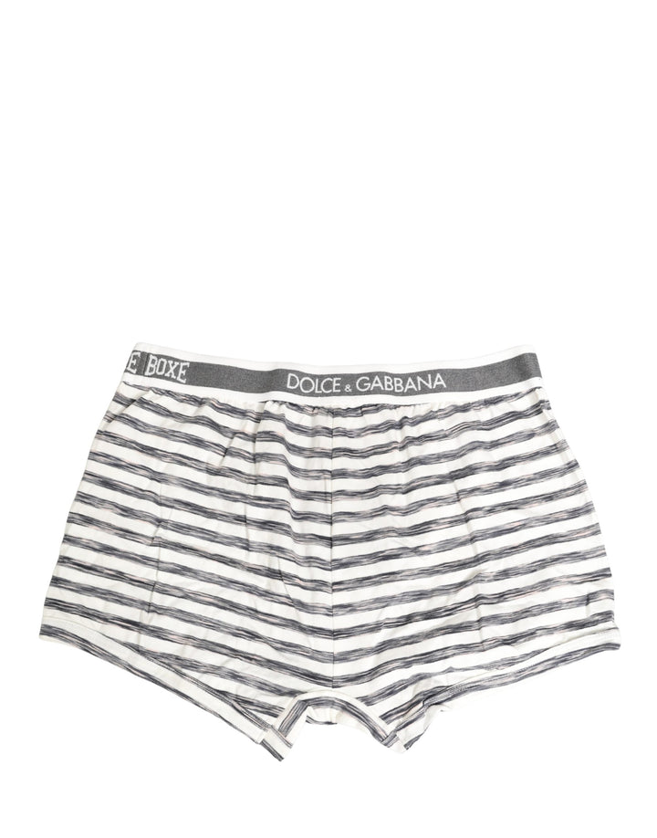 Dolce &amp; Gabbana Gray White Stripes Men Regular Boxer Underwear