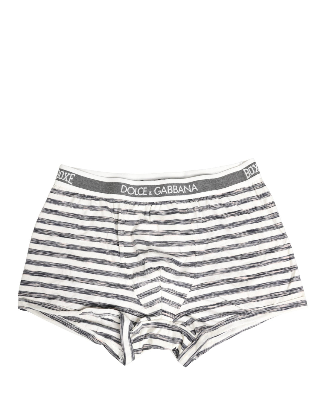 Dolce &amp; Gabbana Gray White Stripes Men Regular Boxer Underwear