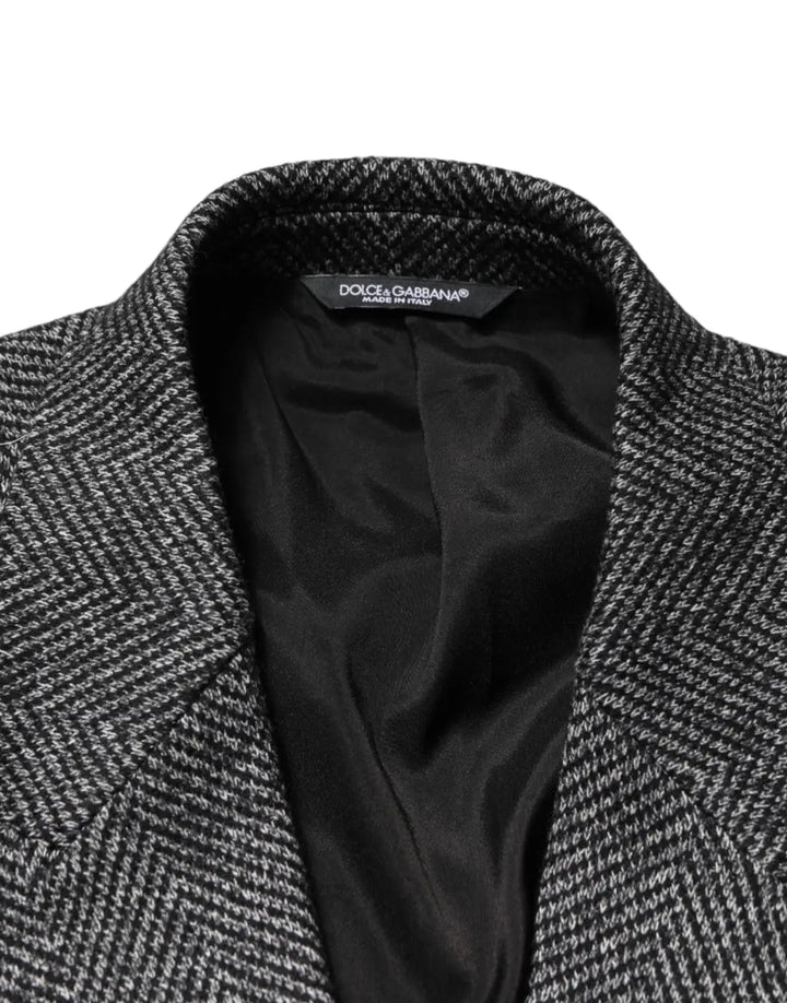 Dolce &amp; Gabbana Gray Wool Blend Long Trench Coat Men Jacket