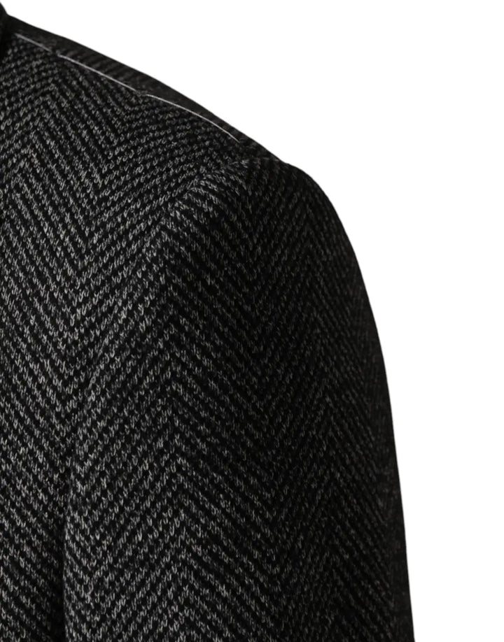 Dolce &amp; Gabbana Gray Wool Blend Long Trench Coat Men Jacket