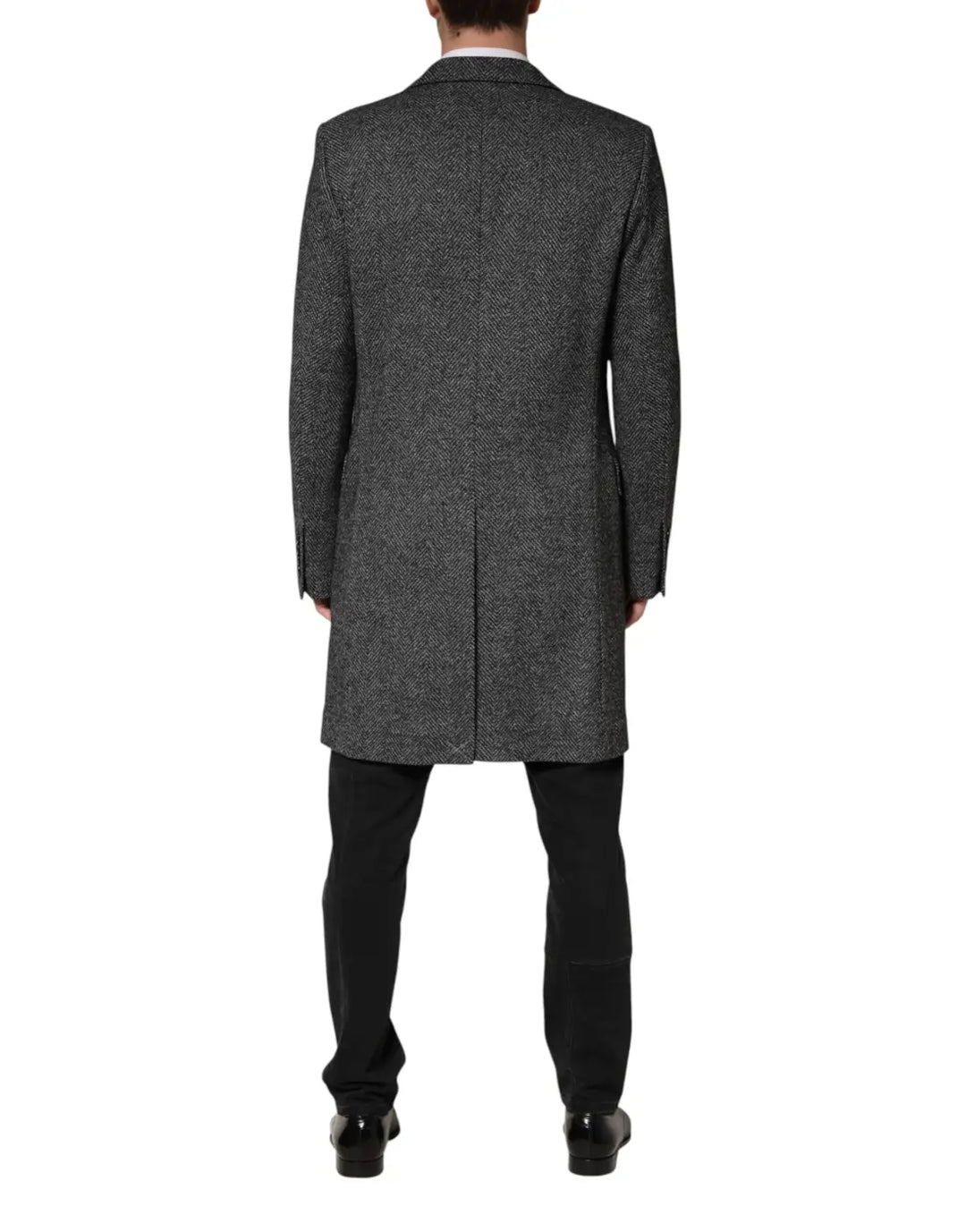 Dolce &amp; Gabbana Gray Wool Blend Long Trench Coat Men Jacket