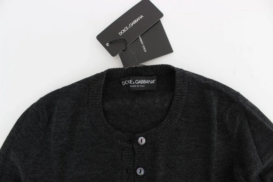 Dolce &amp; Gabbana Gray Wool Button Cardigan Sweater