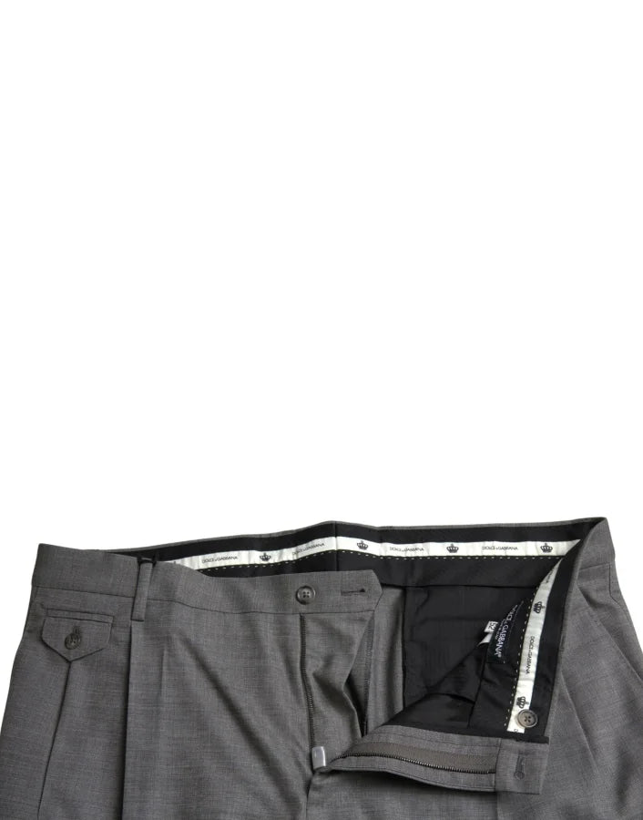 Dolce &amp; Gabbana Gray Wool Chino Skinny Men Dress Trouser Pants