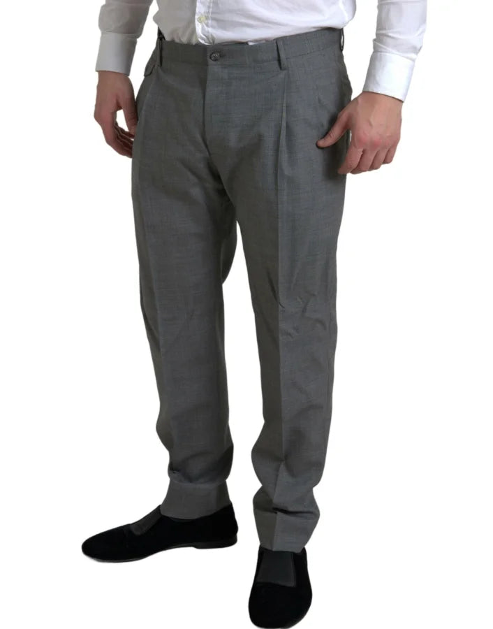 Dolce &amp; Gabbana Gray Wool Chino Skinny Men Dress Trouser Pants