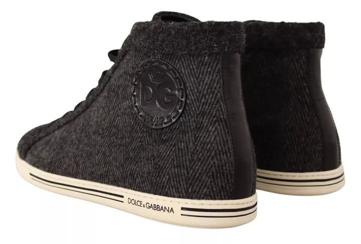 Dolce &amp; Gabbana Gray Wool Cotton Casual High Top Sneakers