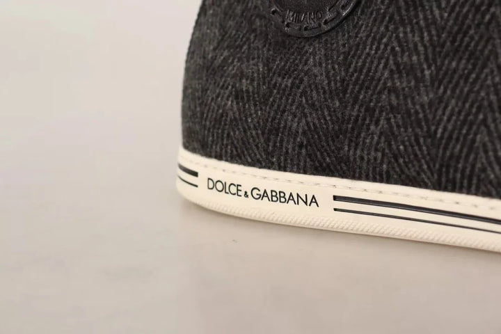 Dolce &amp; Gabbana Gray Wool Cotton Casual High Top Sneakers