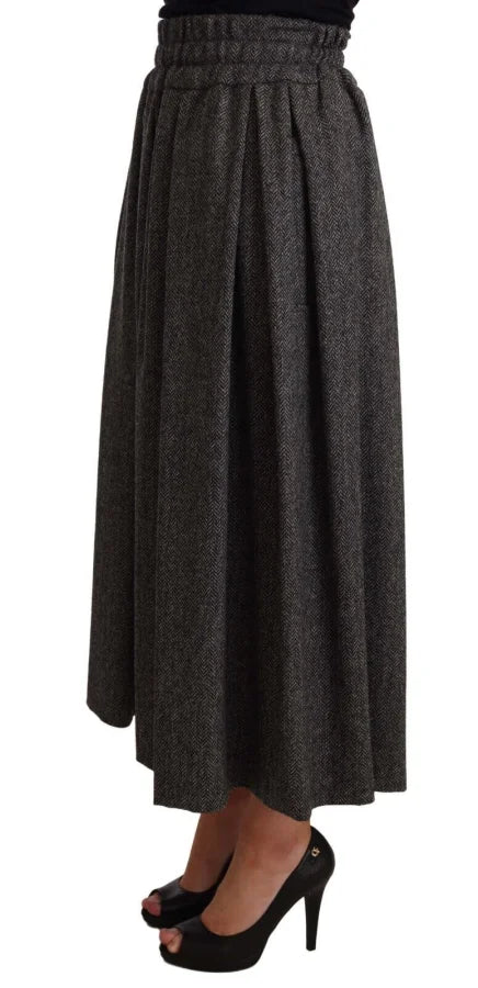 Dolce &amp; Gabbana Gray Wool High Waist A-line PIECE Skirt