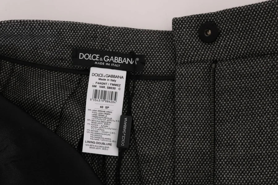 Dolce &amp; Gabbana Gray Wool High Waist Mini Shorts