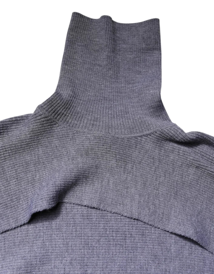 Dolce &amp; Gabbana Gray Wool Knit Turtleneck Cropped Top Sweater