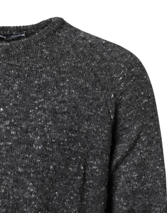 Dolce &amp; Gabbana Gray Wool Knitted Round Neck Pullover Sweater