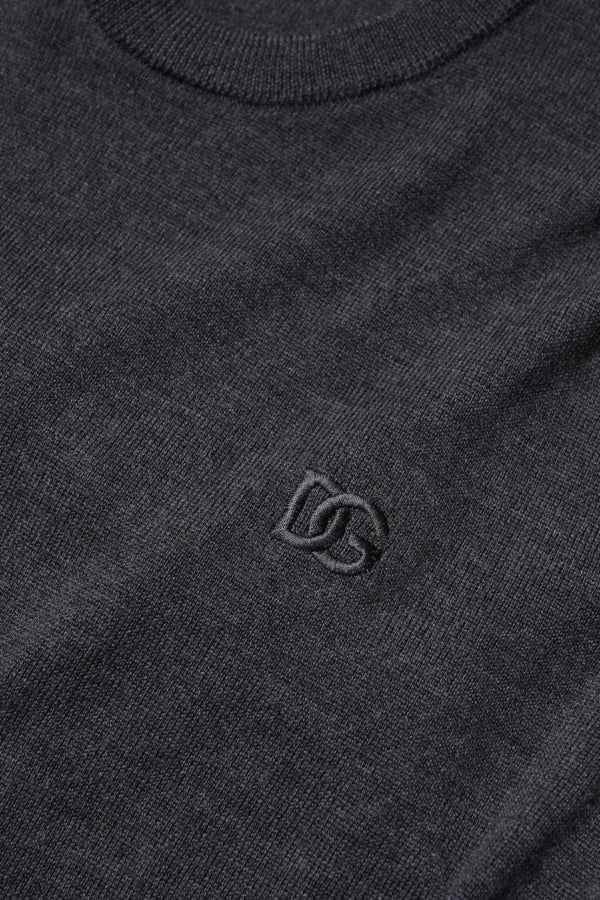 Dolce &amp; Gabbana Gray Wool Logo Knitted Men Pullover Sweater