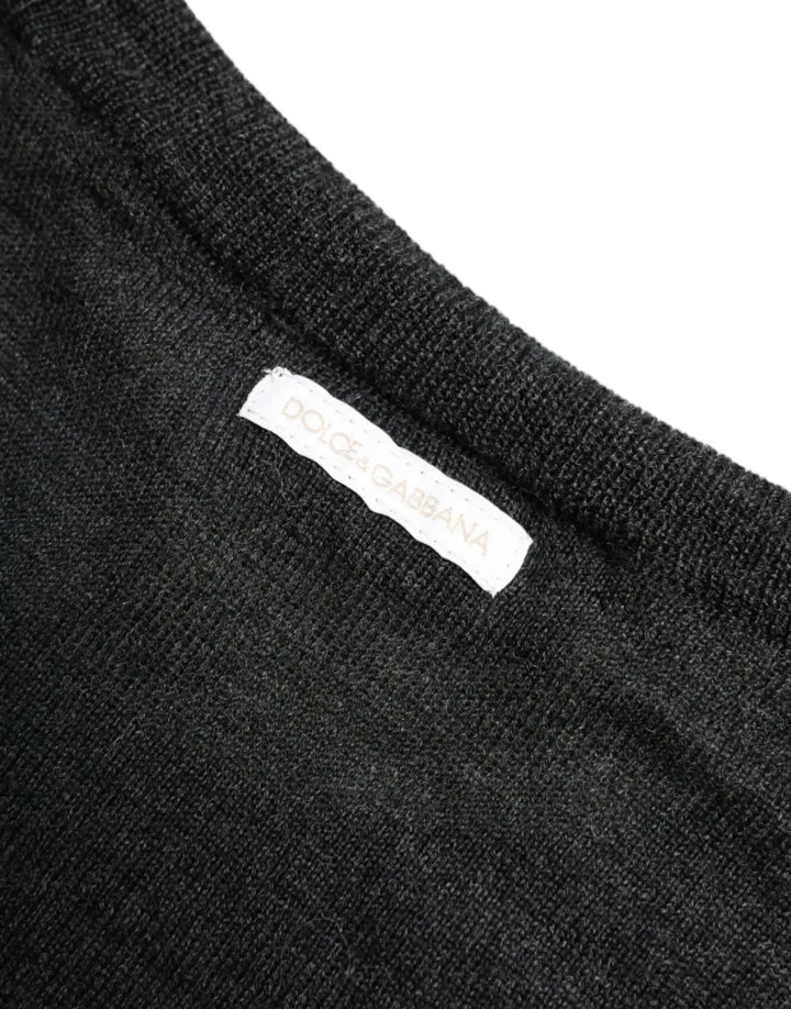 Dolce &amp; Gabbana Gray Wool Round Neck Pullover Sweater