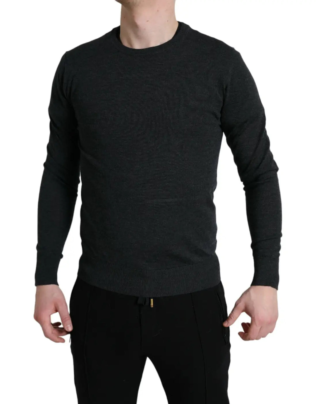 Dolce &amp; Gabbana Gray Wool Round Neck Pullover Sweater