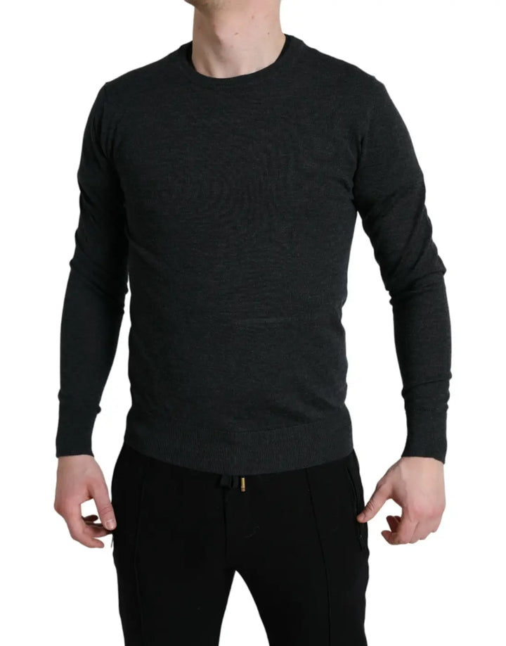 Dolce &amp; Gabbana Gray Wool Round Neck Pullover Sweater