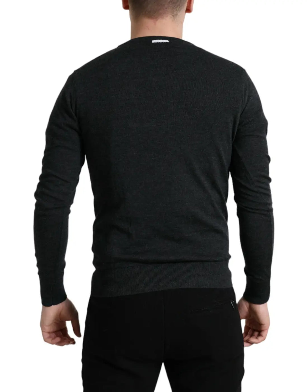 Dolce &amp; Gabbana Gray Wool Round Neck Pullover Sweater