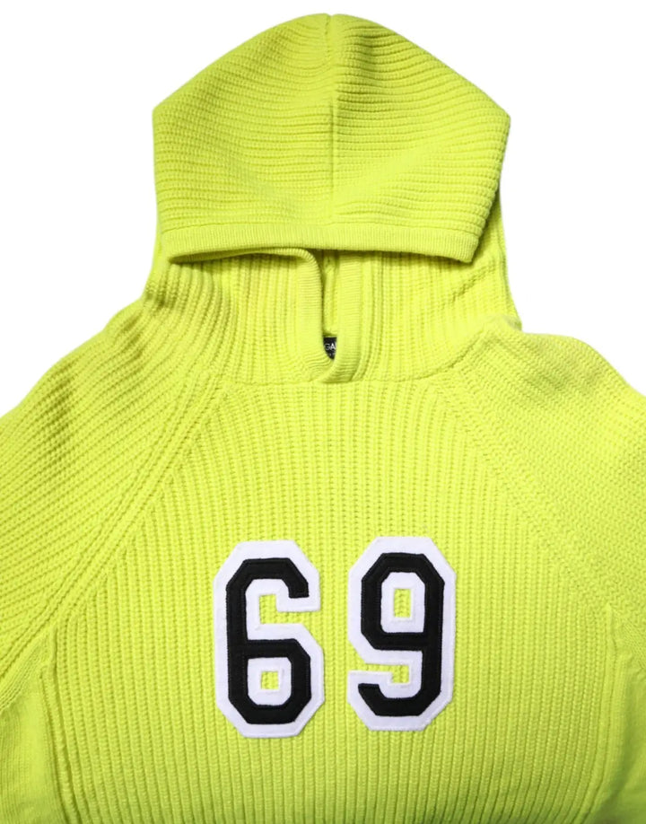 Dolce &amp; Gabbana Green 69 Knit Hooded Men Pullover Sweater