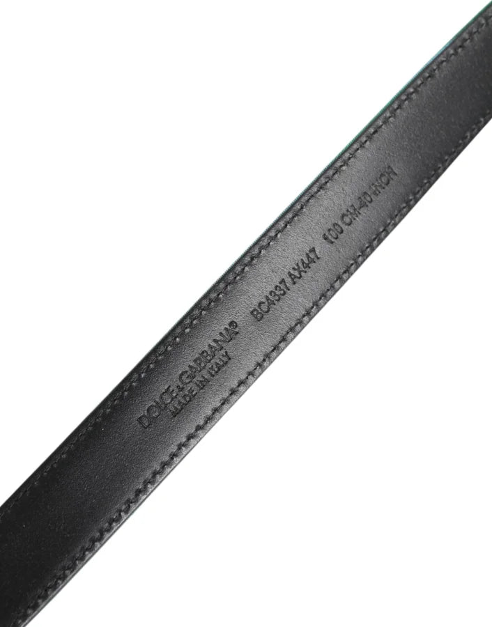 Dolce &amp; Gabbana Green Black Polyester Metal Buckle Belt