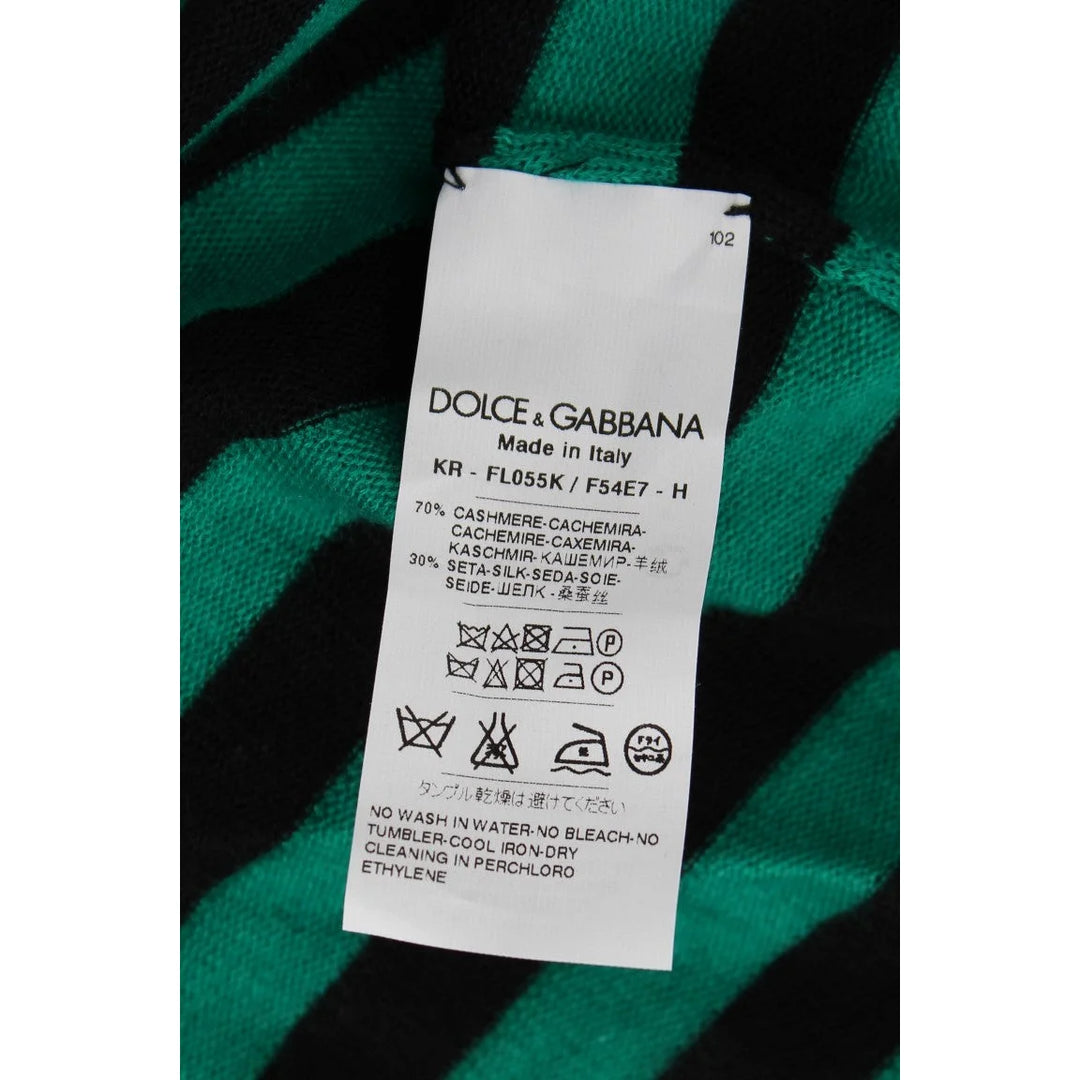 Dolce & Gabbana Green Black Silk Cashmere Sweater