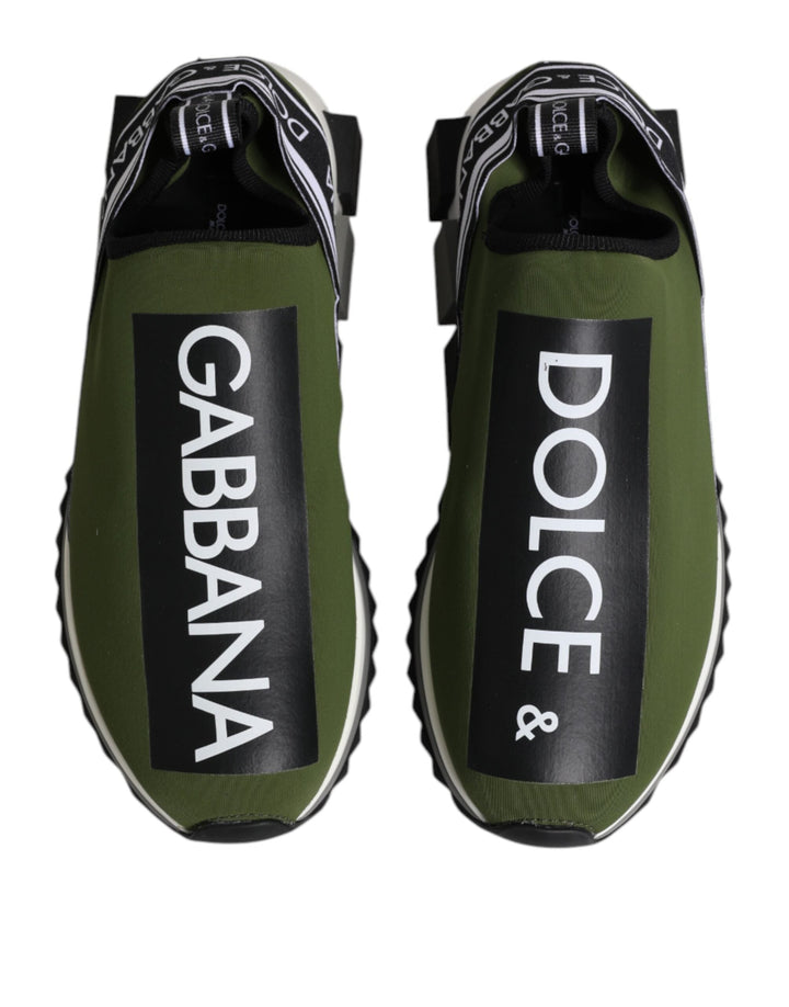 Dolce &amp; Gabbana Green Black Slip On Sorrento Sneakers Shoes