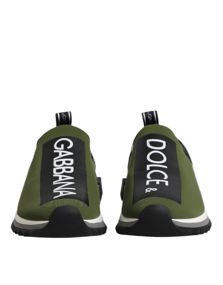 Dolce &amp; Gabbana Green Black Slip On Sorrento Sneakers Shoes