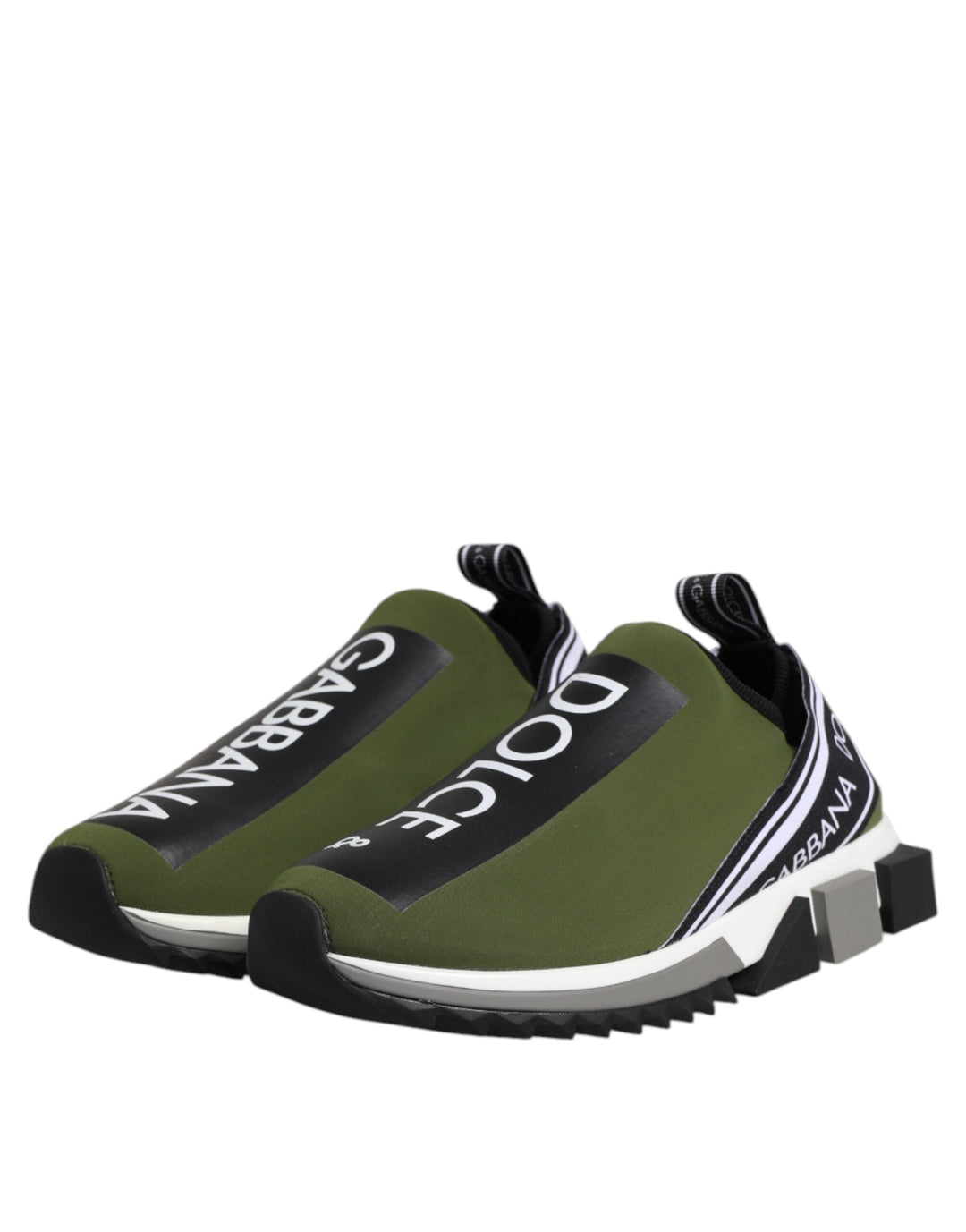 Dolce &amp; Gabbana Green Black Slip On Sorrento Sneakers Shoes