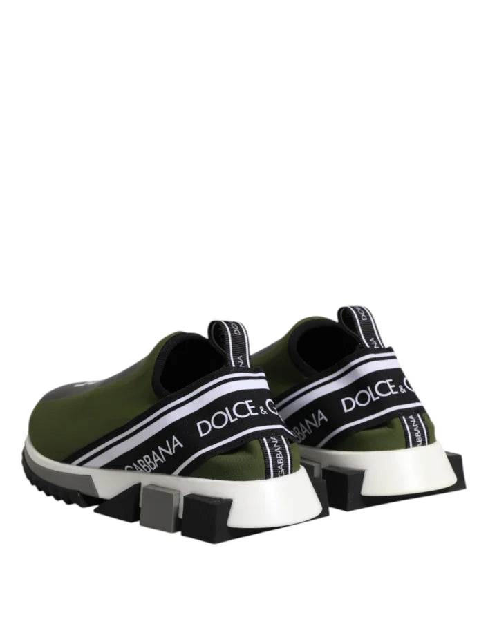 Dolce &amp; Gabbana Green Black Slip On Sorrento Sneakers Shoes