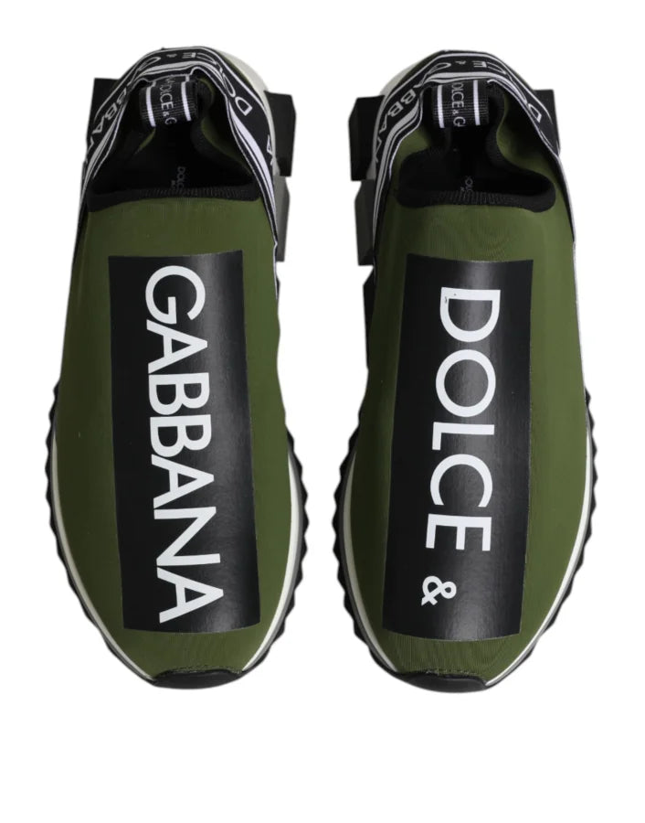 Dolce &amp; Gabbana Green Black Slip On Sorrento Sneakers Shoes