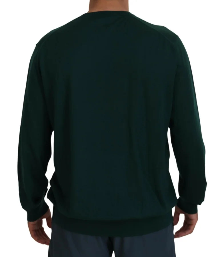 Dolce &amp; Gabbana Green Cashmere V-neck Pullover Sweater