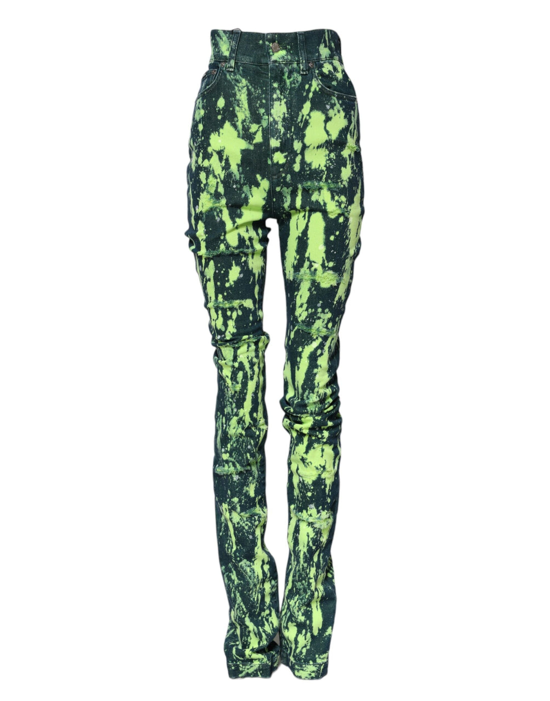 Dolce &amp; Gabbana Green Color Splash High Waist Denim Jeans