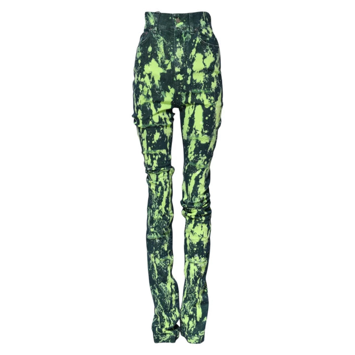 Dolce &amp; Gabbana Green Color Splash High Waist Denim Jeans