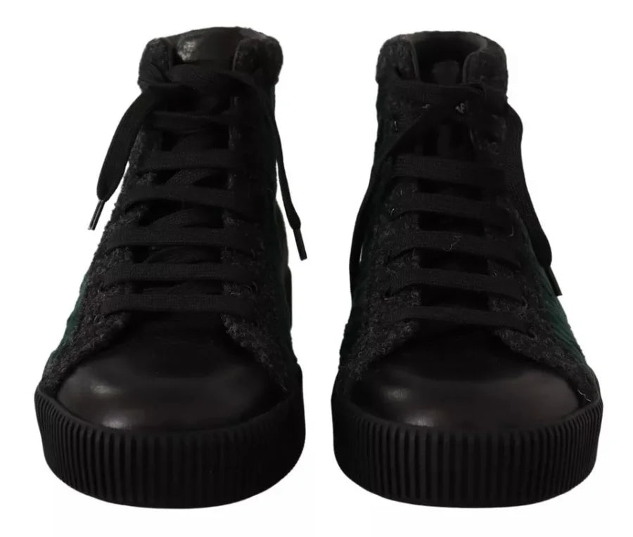 Dolce &amp; Gabbana Green Corduroy High Tops Sneakers Mens Casual Shoes